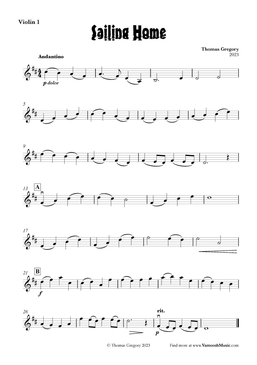 Sailing Home for String Ensemble PDF Vamoosh Music